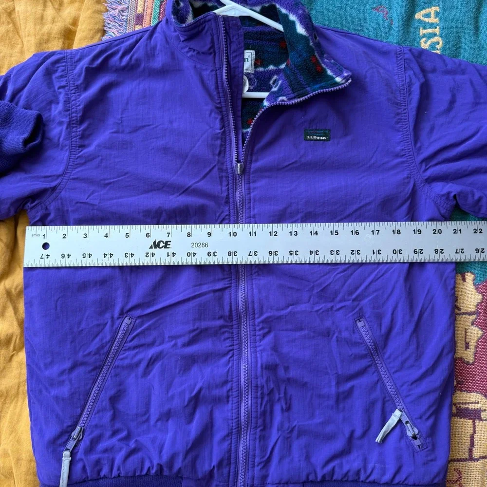 LL Bean Kids Purple Warm-Up Jacket Fleece Lined Thinsulate Vintage‎ Large J485
